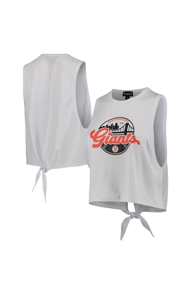 THE WILD COLLECTIVE Women's The Wild Collective White San Francisco Giants Open Back Twist-Tie Tank Top, Main, color, White