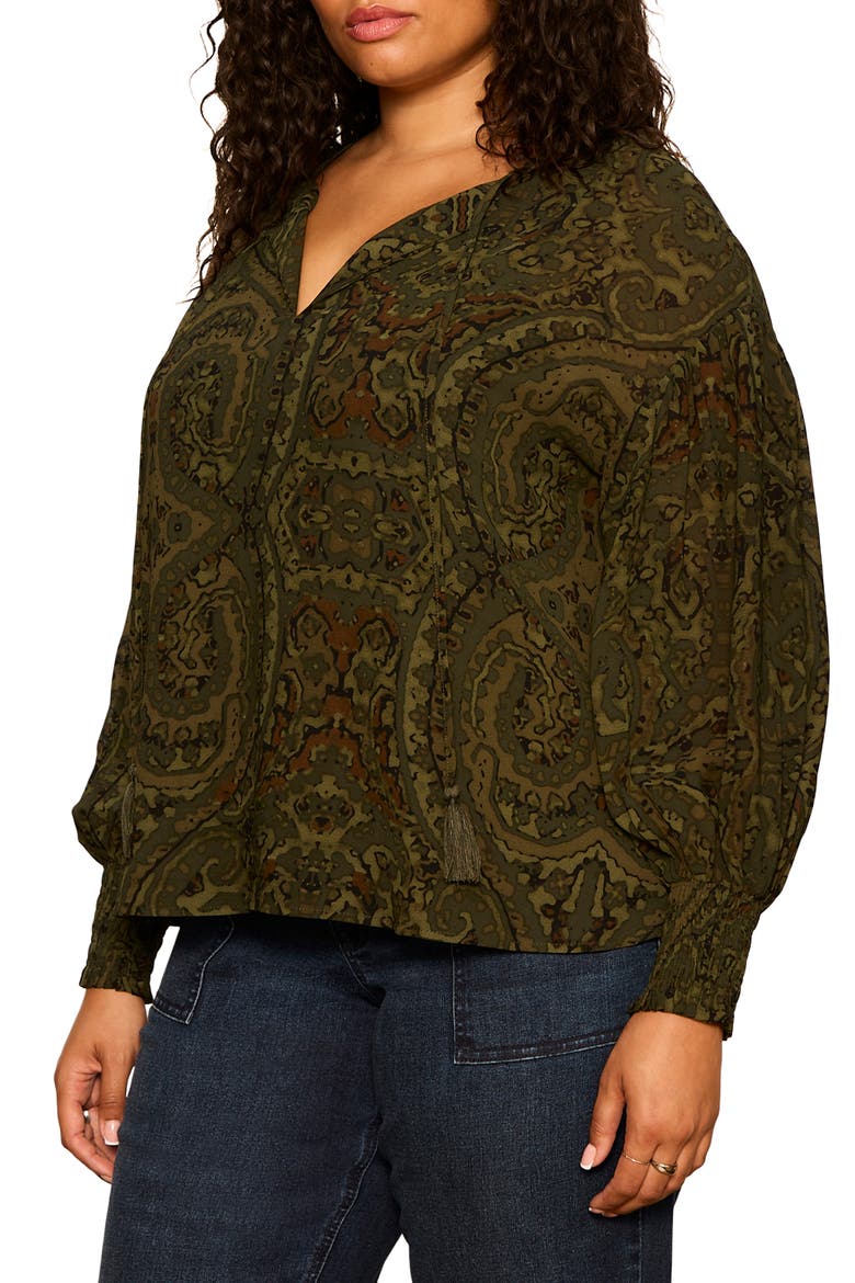 The Moment Volume Blouse, Alternate, color, MIDNIGHT MOSS GREEN