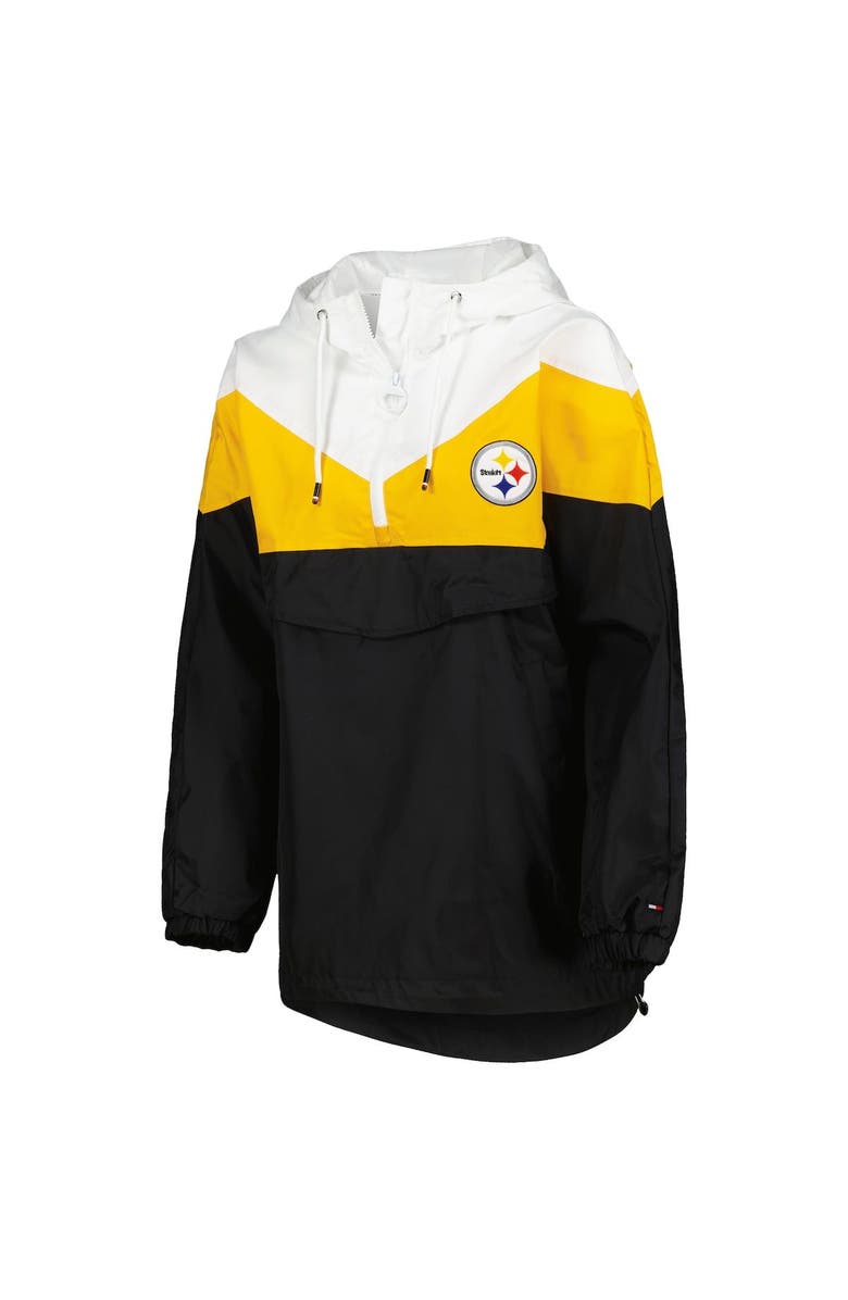 Tommy Hilfiger Women's Tommy Hilfiger White/Gold Pittsburgh Steelers Staci Half-Zip Hoodie Windbreaker Jacket, Alternate, color, White