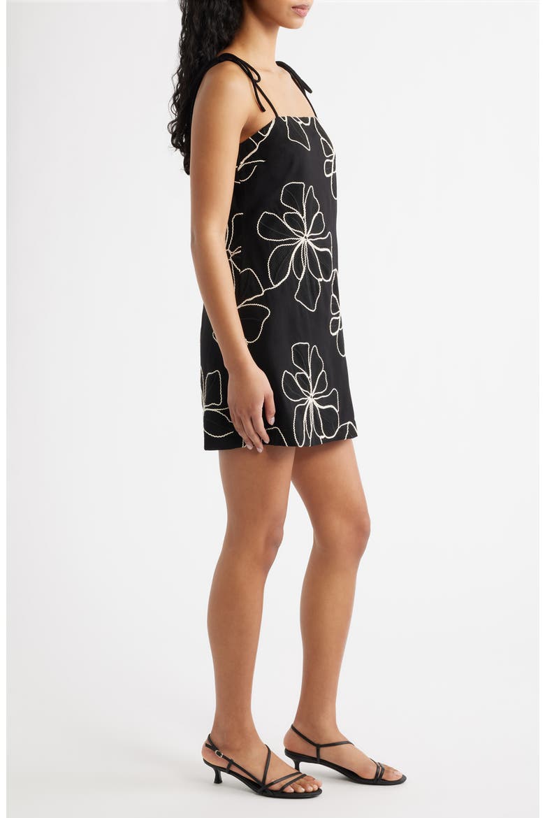 Floral Embroidered Tie Strap Minidress, Alternate, color, BLACK MULTI