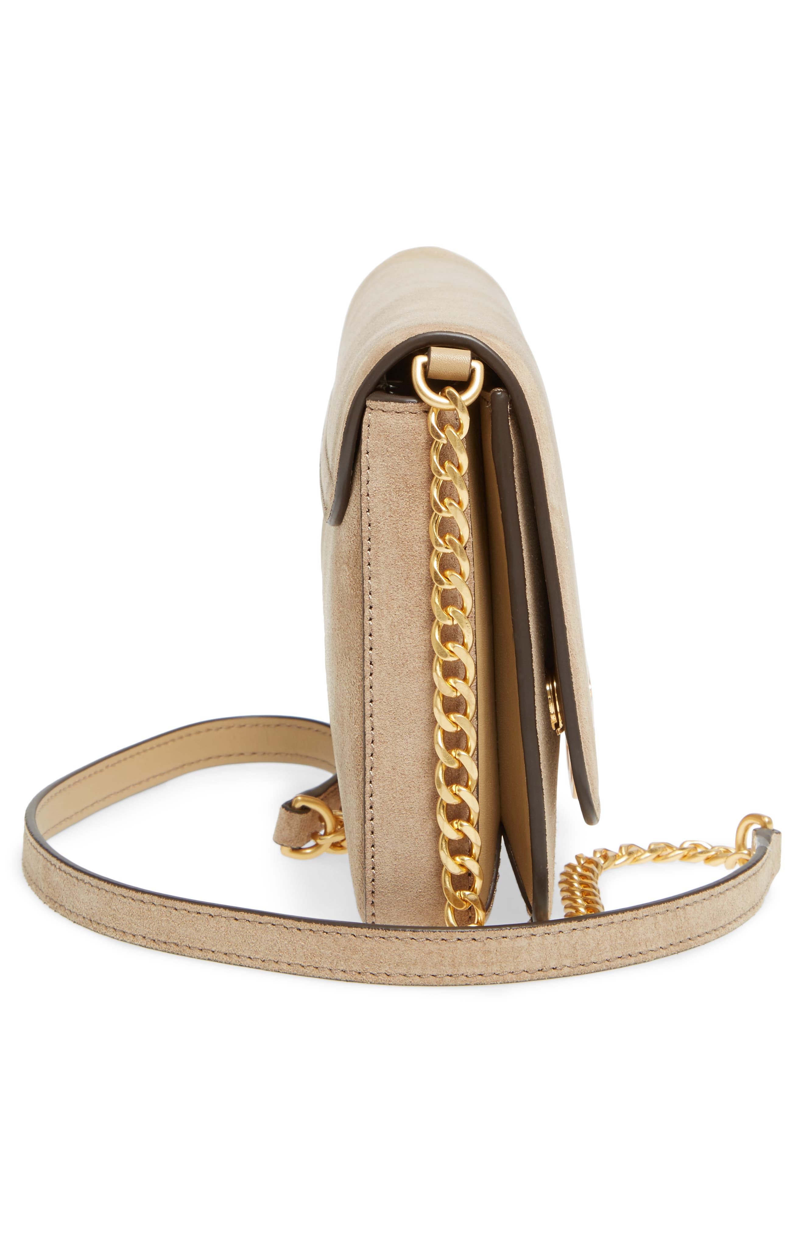 Tory Burch Chelsea Convertible Metallic Leather Clutch, Alternate, color, 