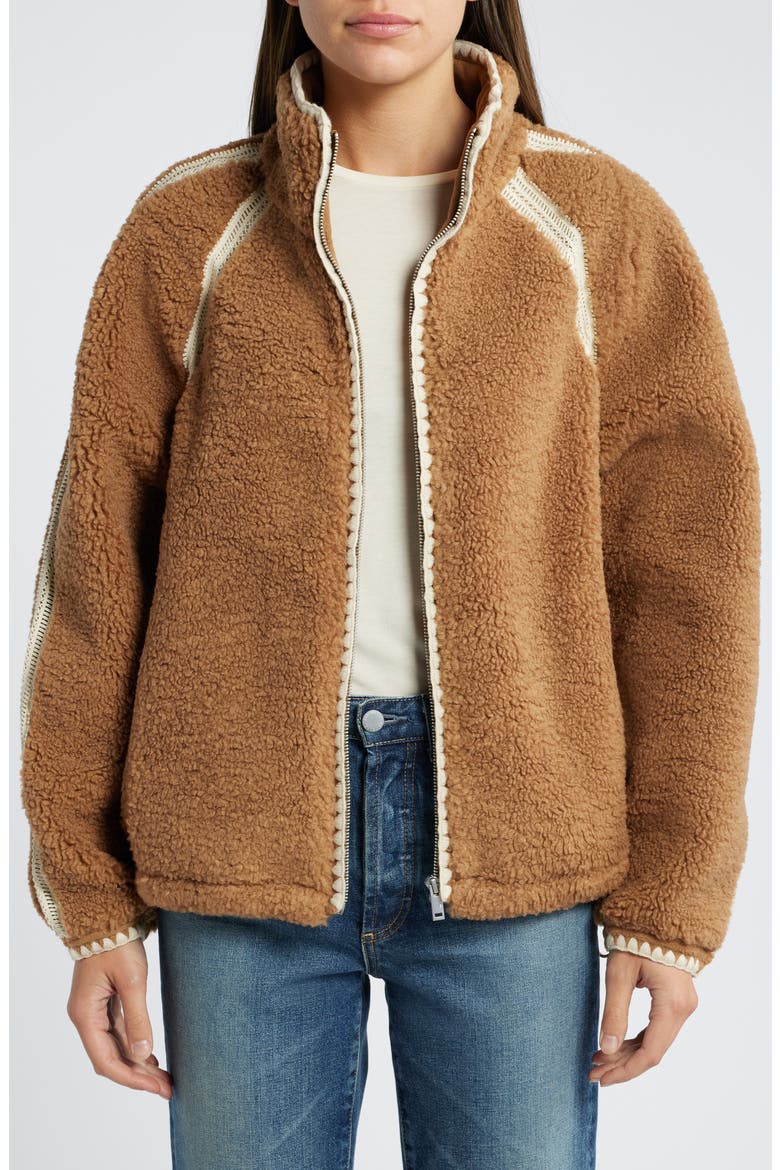 Nikia Open Stitch Detail Uggfluff Fleece Jacket, Alternate, color, CHE