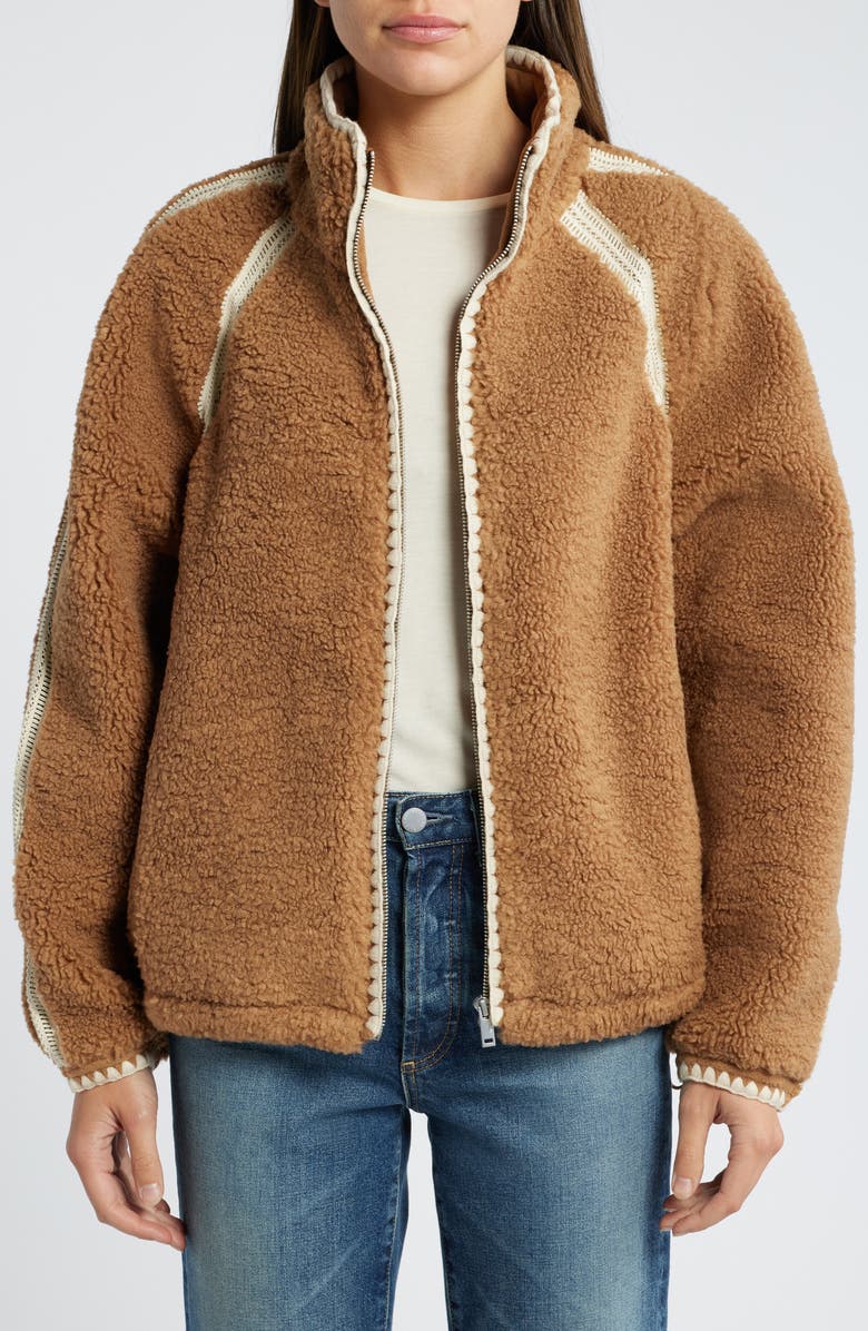 UGG<sup>®</sup> Nikia Open Stitch Detail Uggfluff Fleece Jacket, Alternate, color, Che
