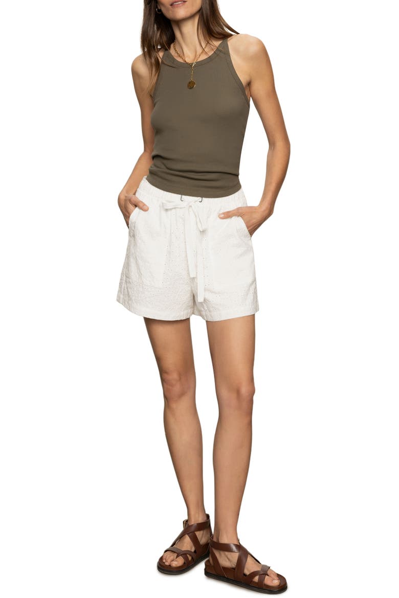 Flower Field Eyelet Embroidery Shorts, Alternate, color, BLEACHED WHITE