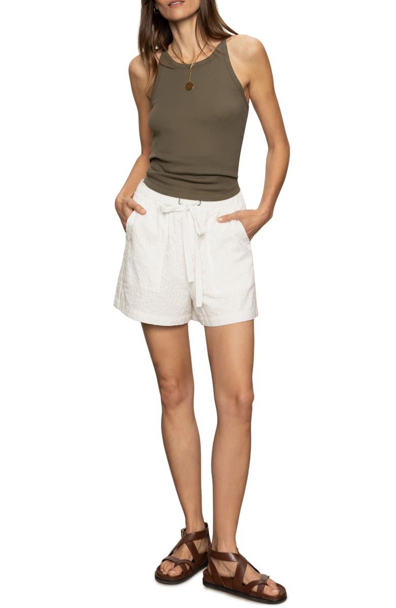 Sanctuary Flower Field Eyelet Embroidery Shorts, Alternate, color, Bleached White