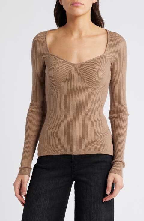 Parvati Sweetheart Neck Rib Sweater