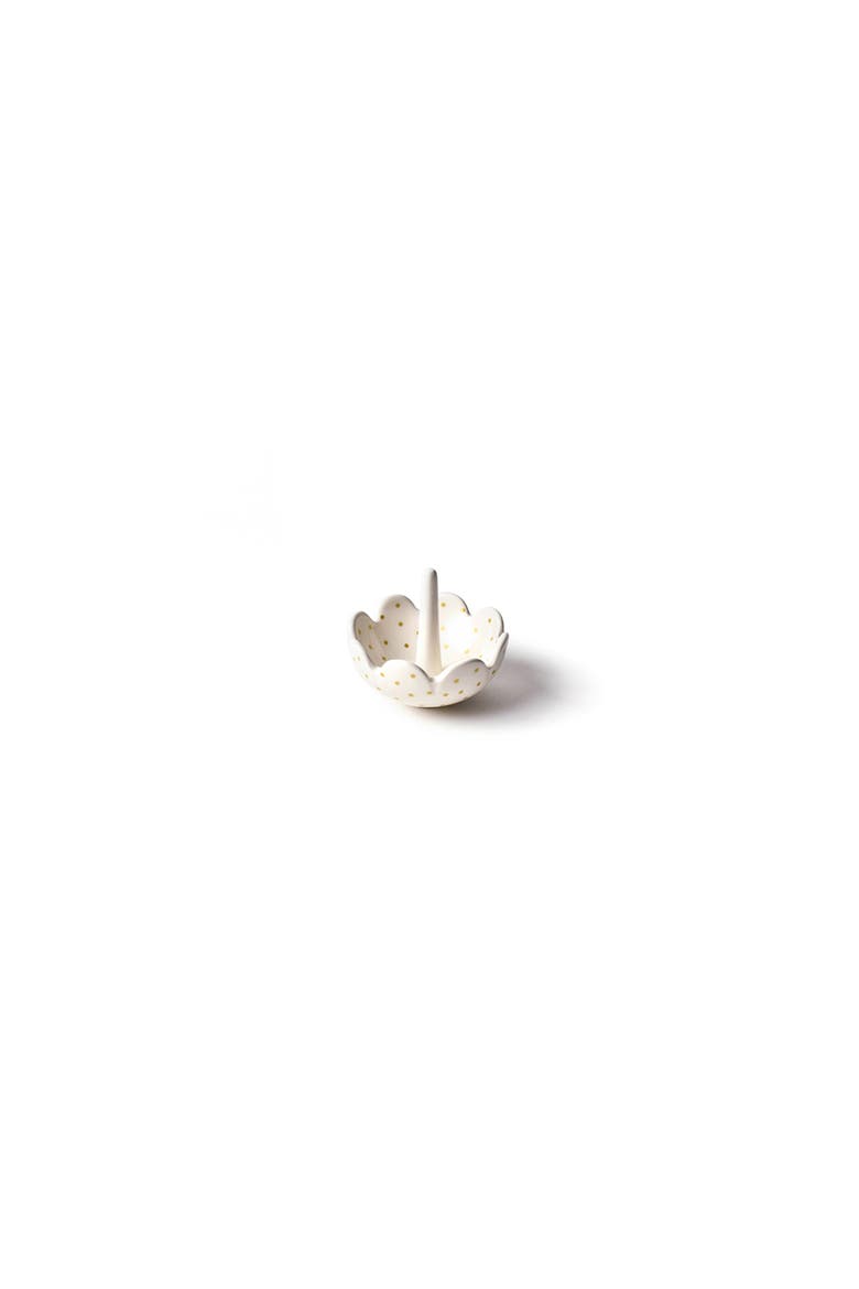 Gold Swiss Dot Scallop Ring Dish, Main, color, White