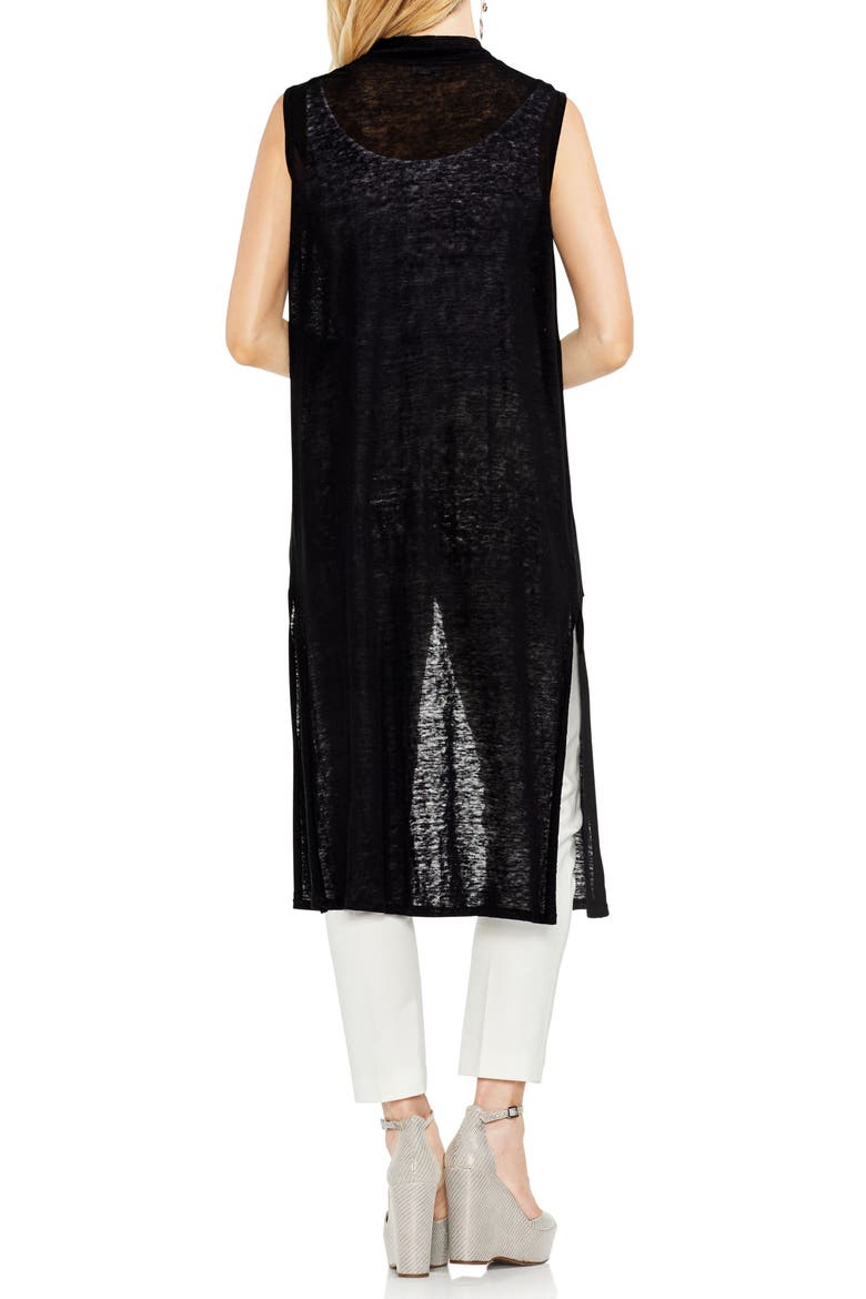 Long Linen Knit Vest, Alternate, color, RICH BLACK