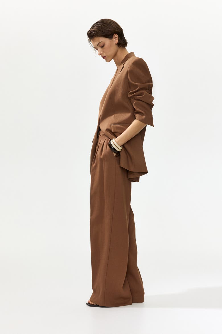 Wide Tailored Trousers, Alternate, color, Brown