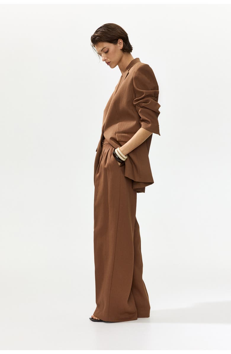 H&M Wide-leg dress pants, Alternate, color, Brown