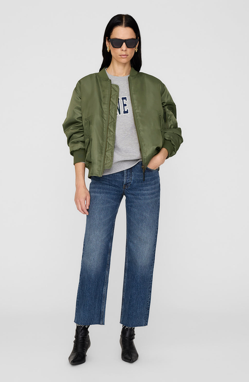 Anine Bing Grey Crew Neck Sweatshirt With Bold Lettering In Gray
