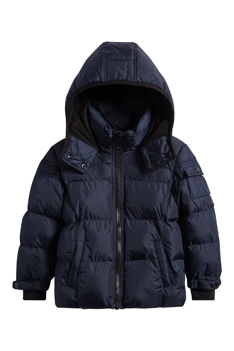 Kids' Downhill Matte Hooded Puffer Jacket, Main, color, NAVY