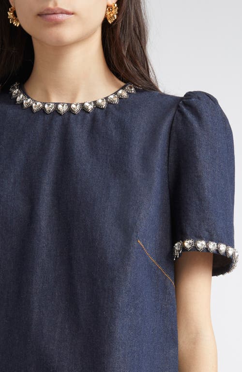 Zimmermann Crystal Embellished Denim Minidress In Blue