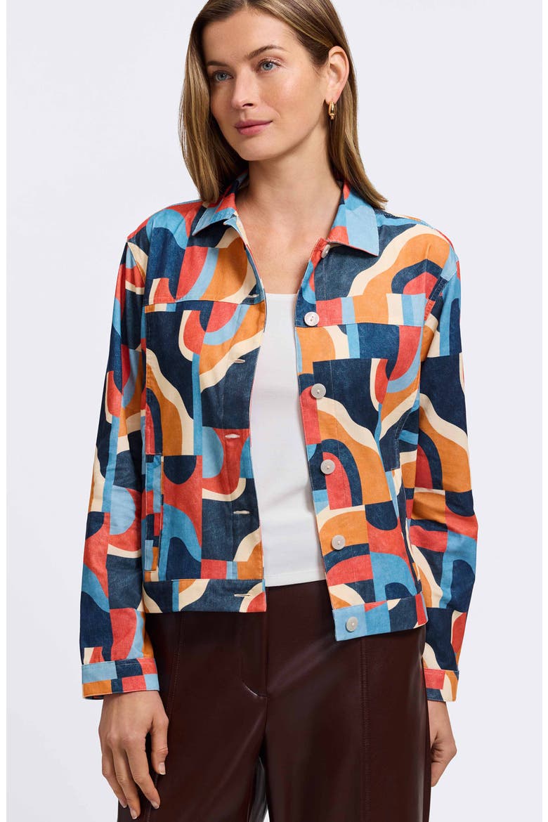 Thelma Geo Print Cotton Corduroy Shirt Jacket, Alternate, color, BLUE MULTI