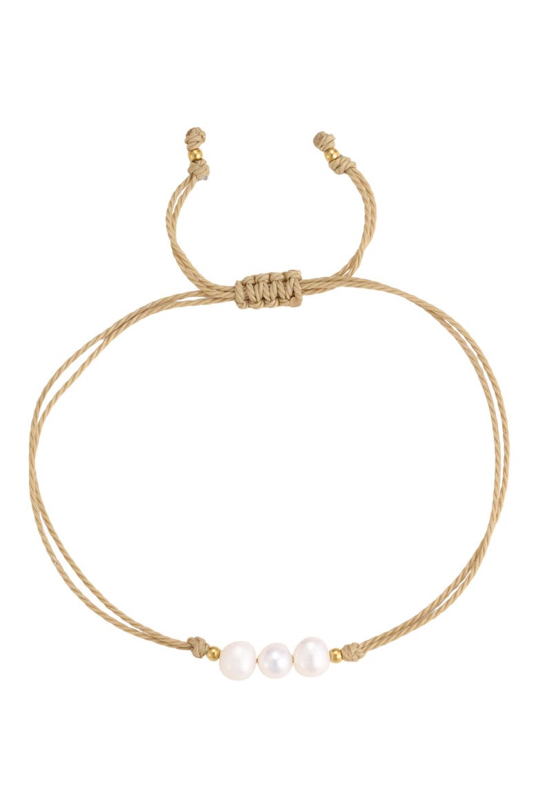 Freshwater Pearl Trio Cord Bracelet, Main, color, TAUPE/ WHITE