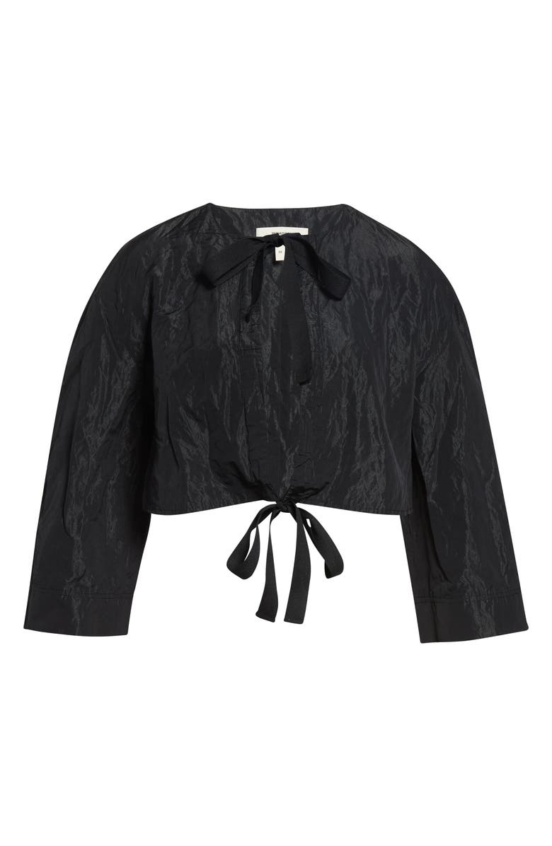 renaissance renaissance Jane Crinkled Metallic Satin Bolero Jacket, Main, color, Black