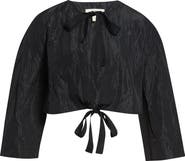 renaissance renaissance Jane Crinkled Metallic Satin Bolero Jacket