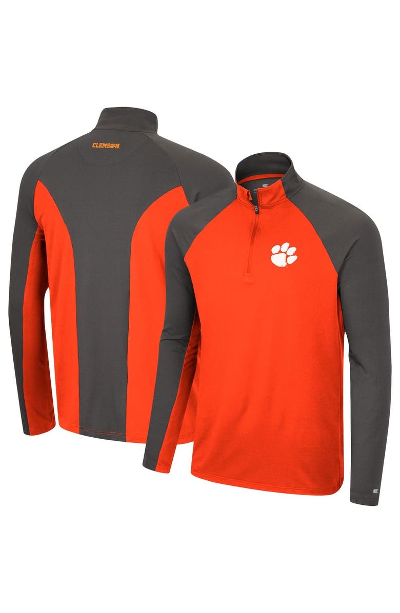 COLOSSEUM Men's Colosseum Orange/Charcoal Clemson Tigers Two Yutes Raglan Quarter-Zip Windshirt, Main, color, 