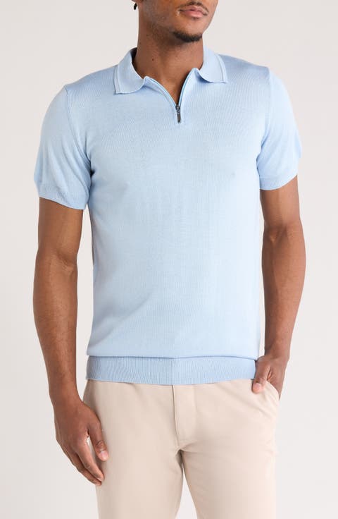 Short Sleeve Quarter Zip Knit Polo