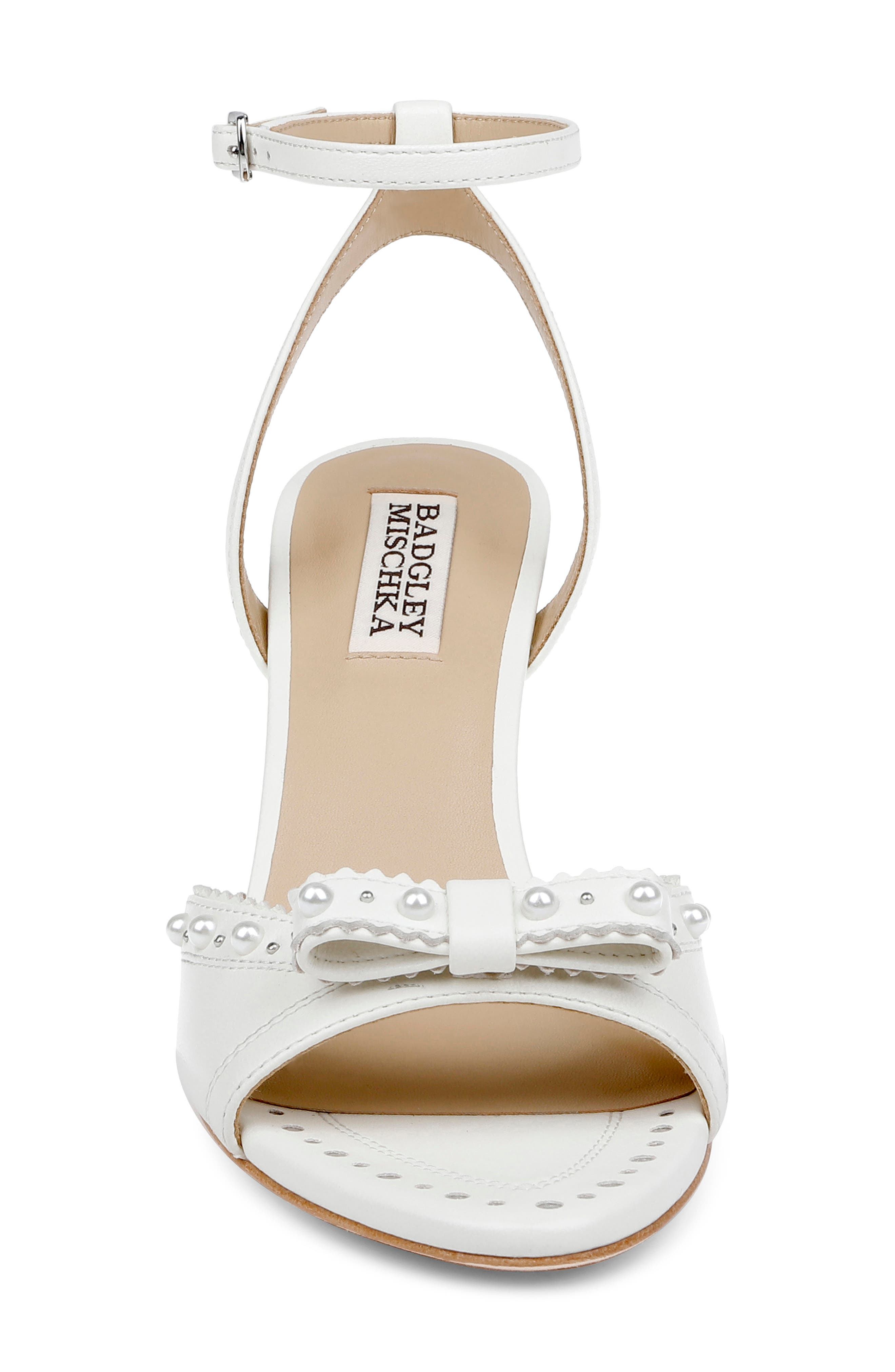 Badgley Mischka Bridal Giuliana Ankle Strap Sandal, Alternate, color, White Leather