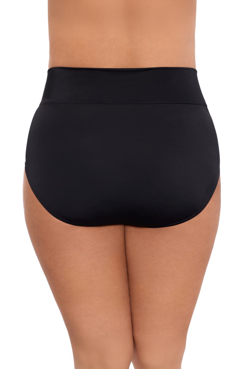 Trimshaper Wide Waistband Yoke-Top Control Plus Size Swim Brief, Alternate, color, Black