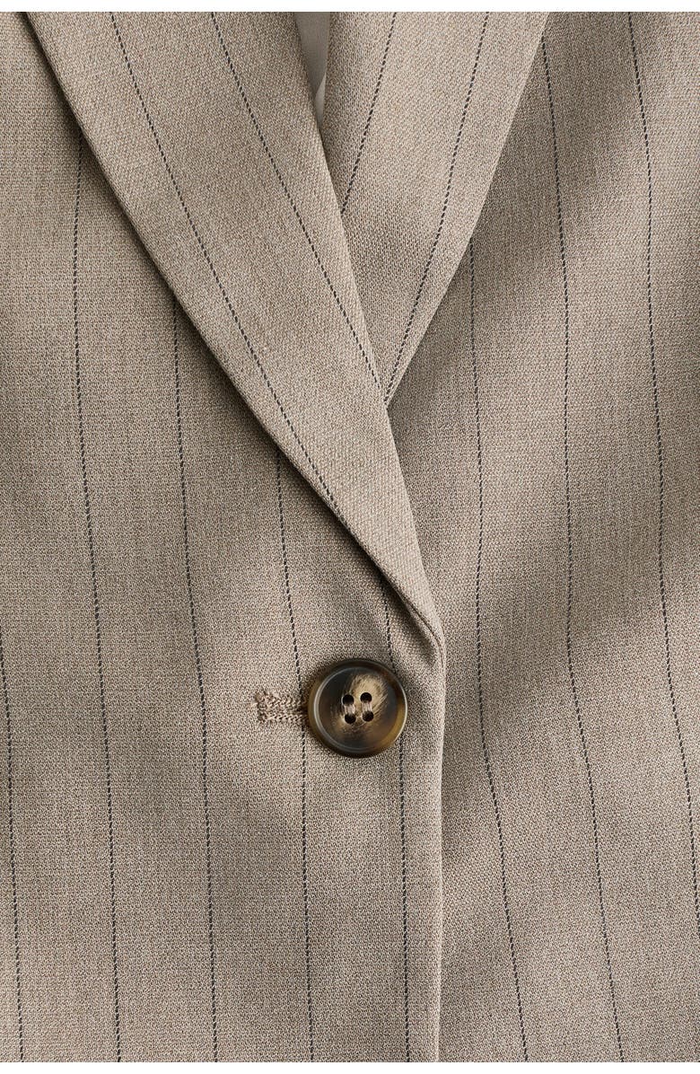 H&M Single-breasted Blazer, Alternate, color, Beige/Pinstriped