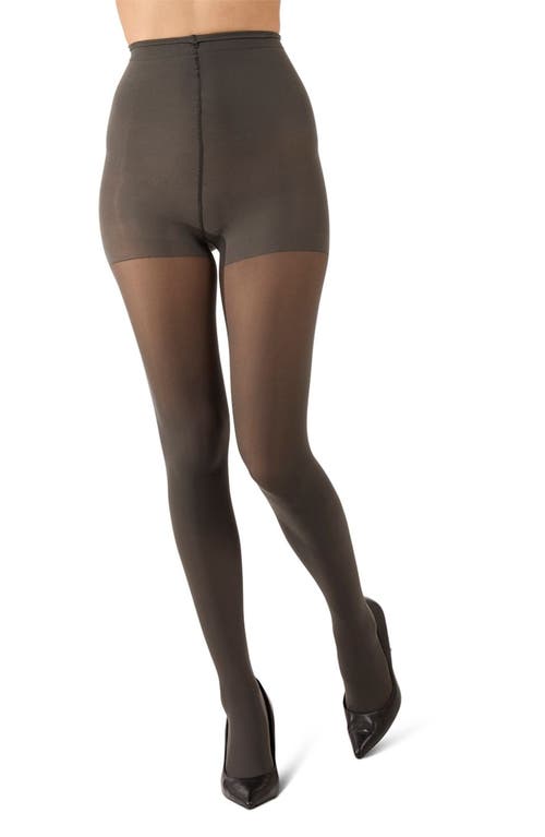 Memoi Perfectly Opaque Control Top Tights In Gray