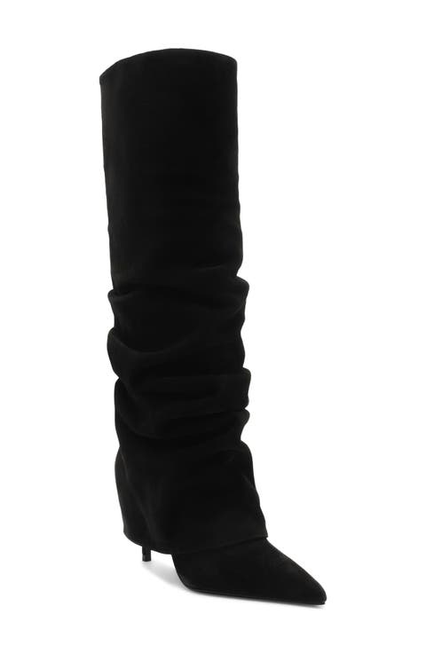 Mikki Up Cloak Pointed Toe Knee High Boot