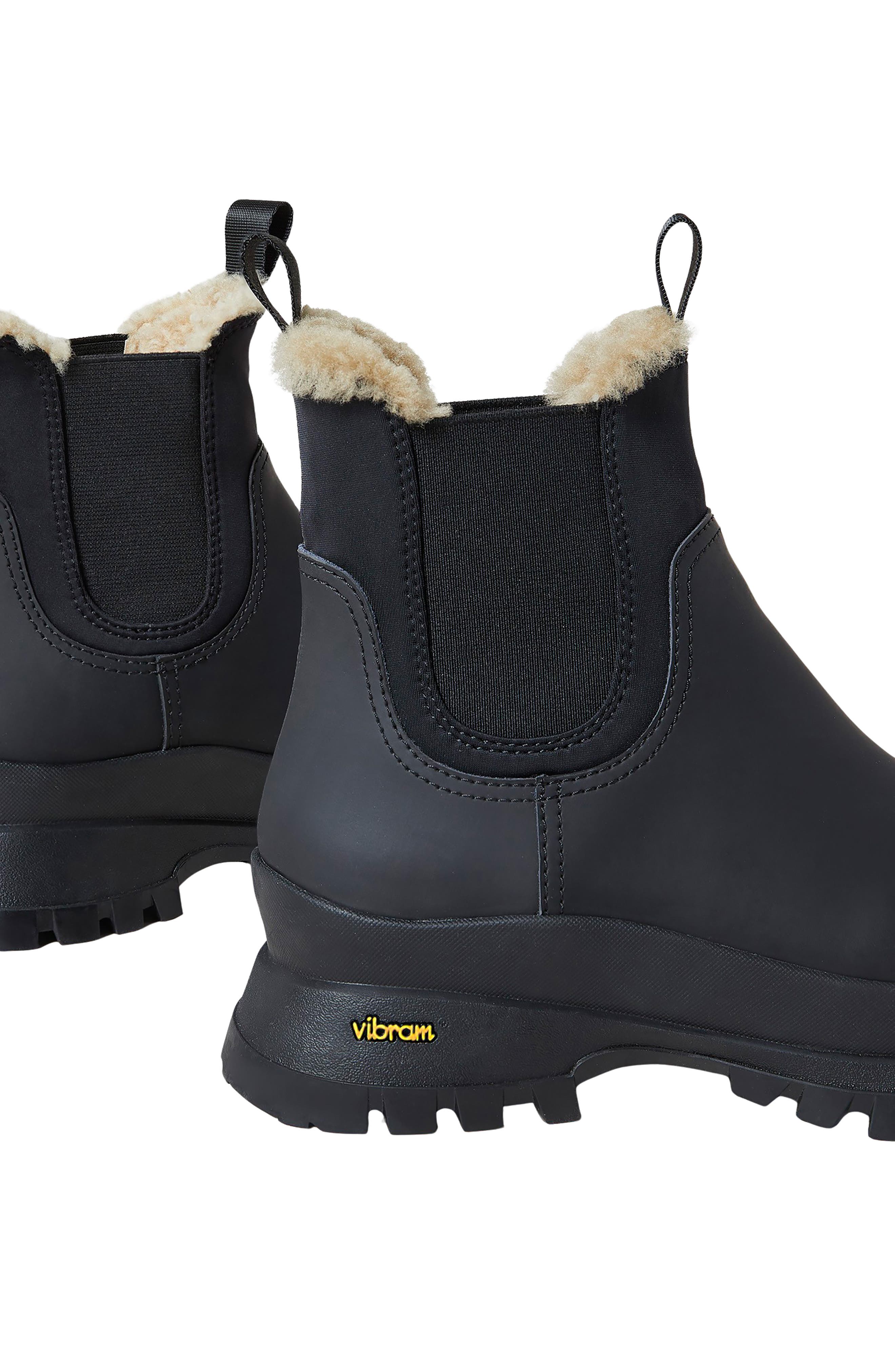 Loeffler Randall Tara Geniune Shearling Lined Water Resistant Chelsea Boot, Alternate, color, Black/ Black