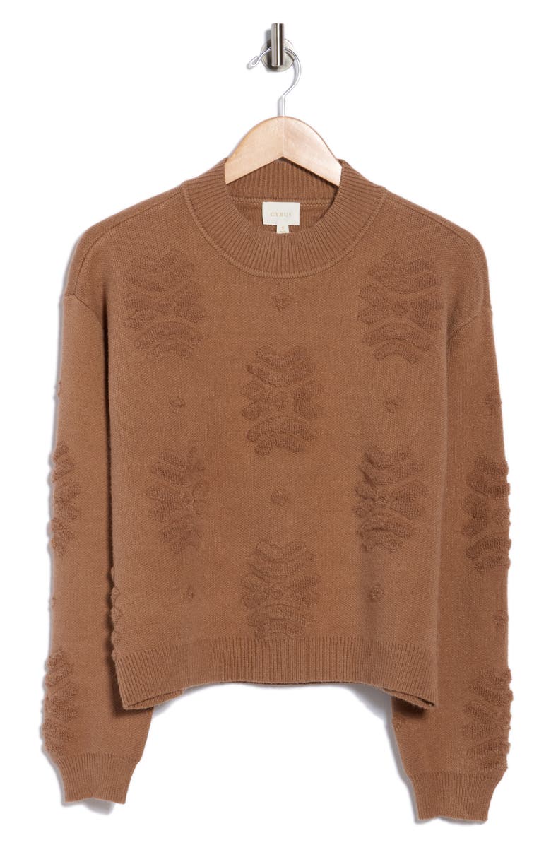CYRUS Textured Crewneck Sweater, Alternate, color, Tobacco Brown