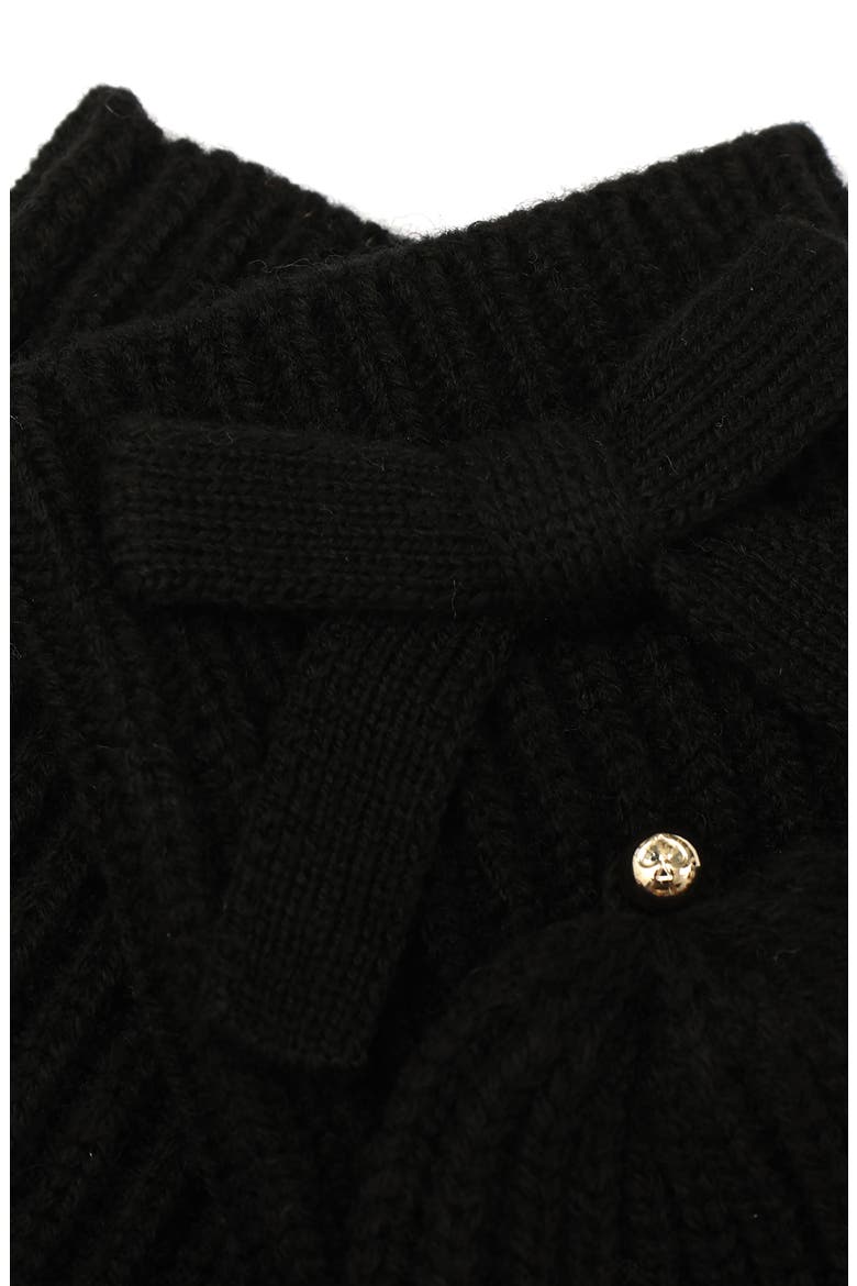 knit bow pop-top mittens, Alternate, color, BLACK