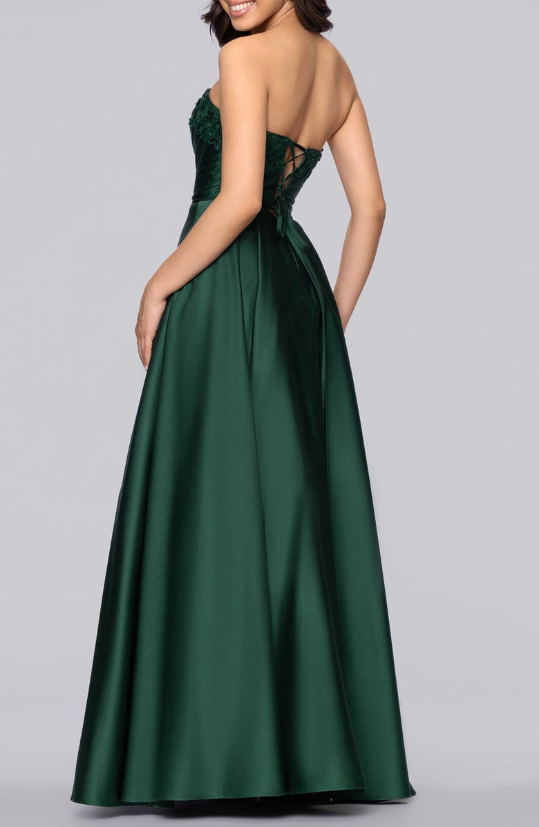 Blondie Nites Lam Corset Strapless Satin Gown, Alternate, color,