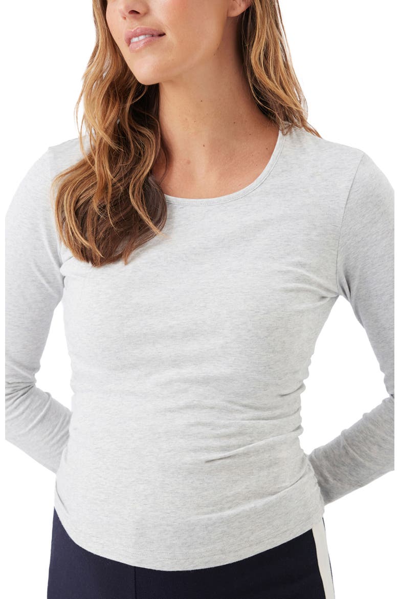 Organic Cotton Ruched Matenity Top, Alternate, color, Silver Marle