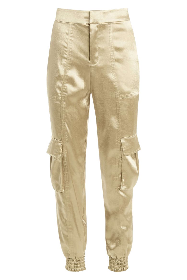 Soundwave Textured Satin Cargo Pants, Alternate, color, CEMENTO