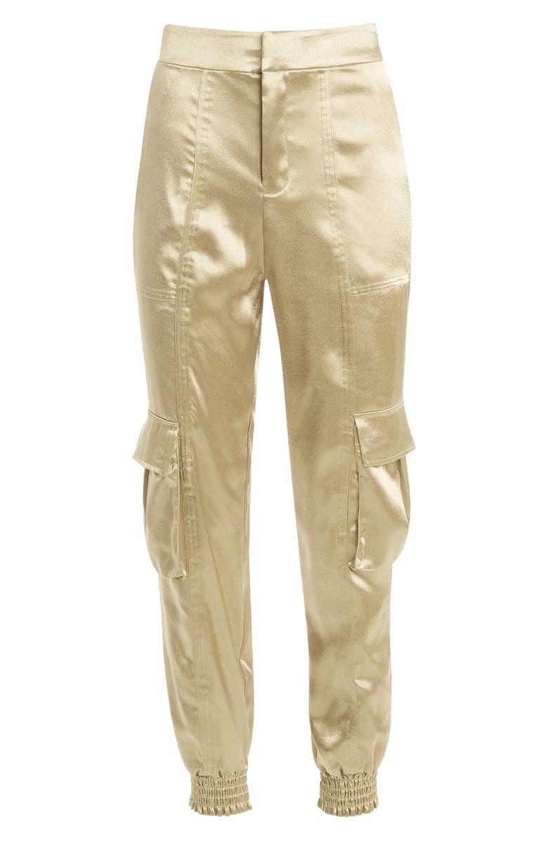 GUESS Soundwave Textured Satin Cargo Pants, Alternate, color, Cemento