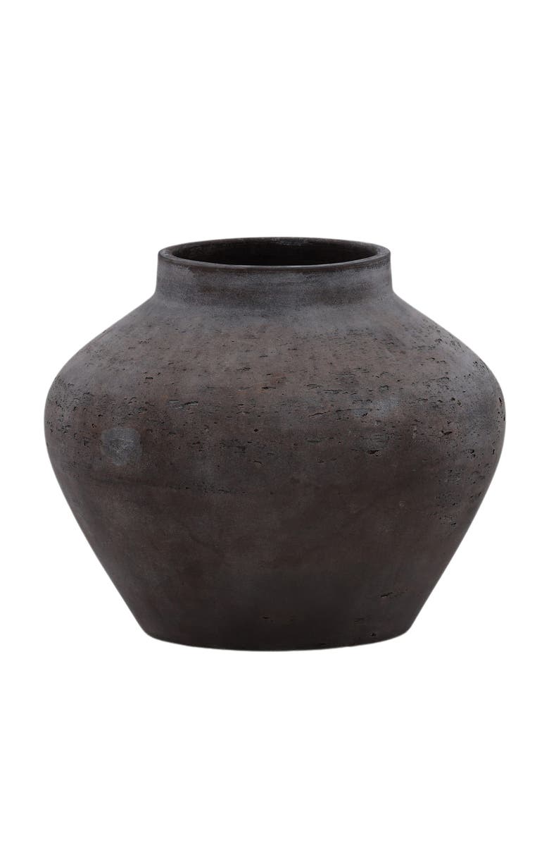 Dovetail Furniture Selene Cement Outdoor Vase, Main, color, Brown
