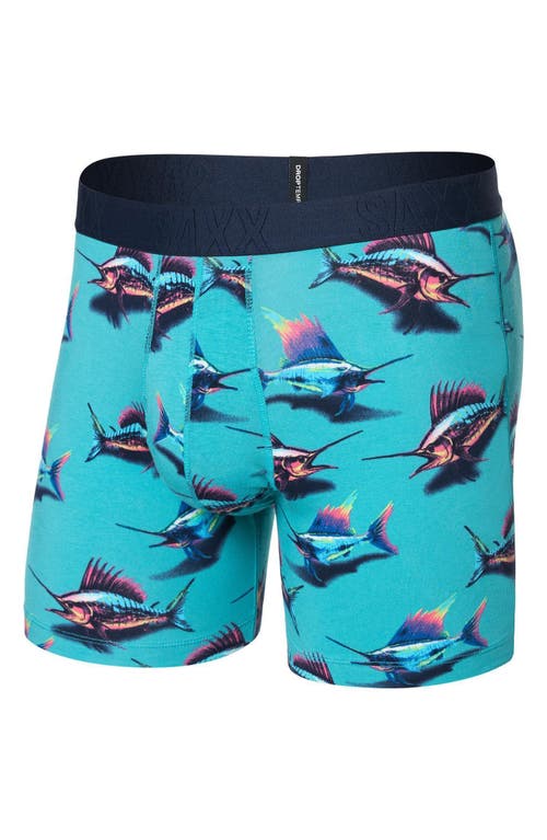 Saxx Men's Droptemp Slim-fit Cooling Printed Boxer Briefs In Great Catch-baltic