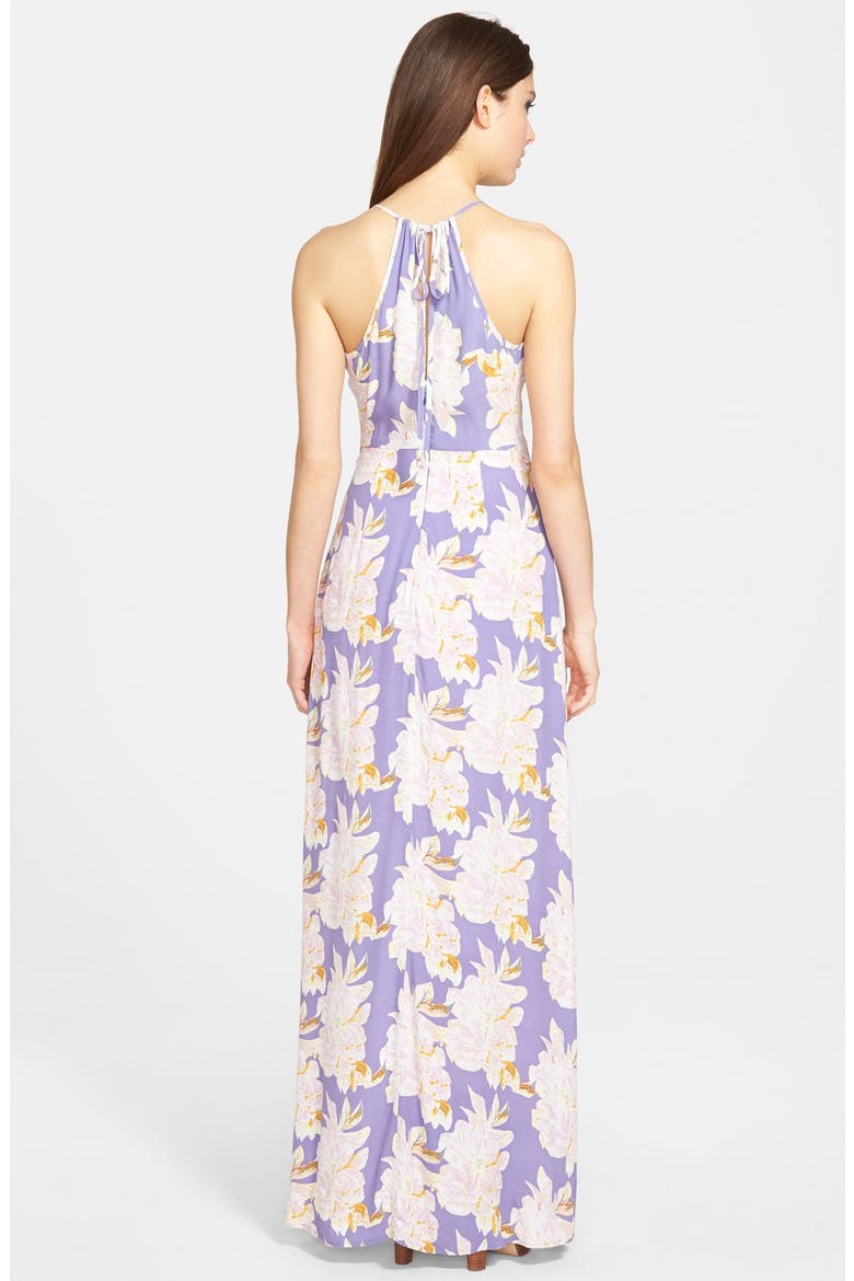 ASTR Racerback Print Maxi Dress, Alternate, color, PURPLE MULTI FLORAL