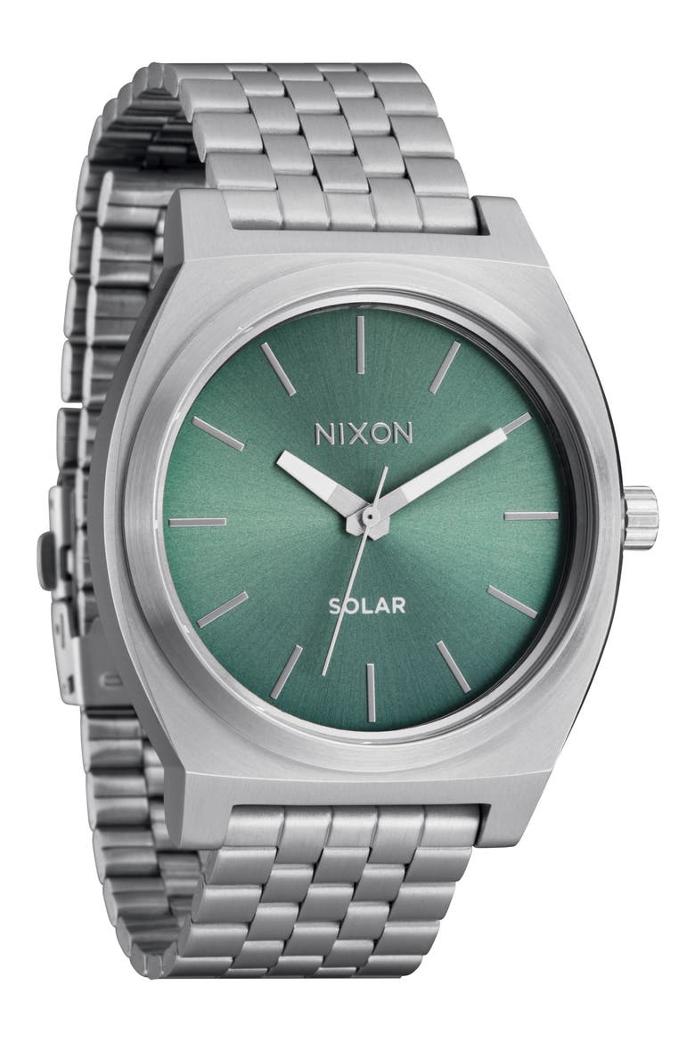 Time Teller Solar Bracelet Watch, 40mm, Alternate, color, SILVER / JADE SUNRAY