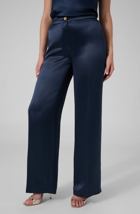 Sienna Mid Rise Straight Leg Satin Pants