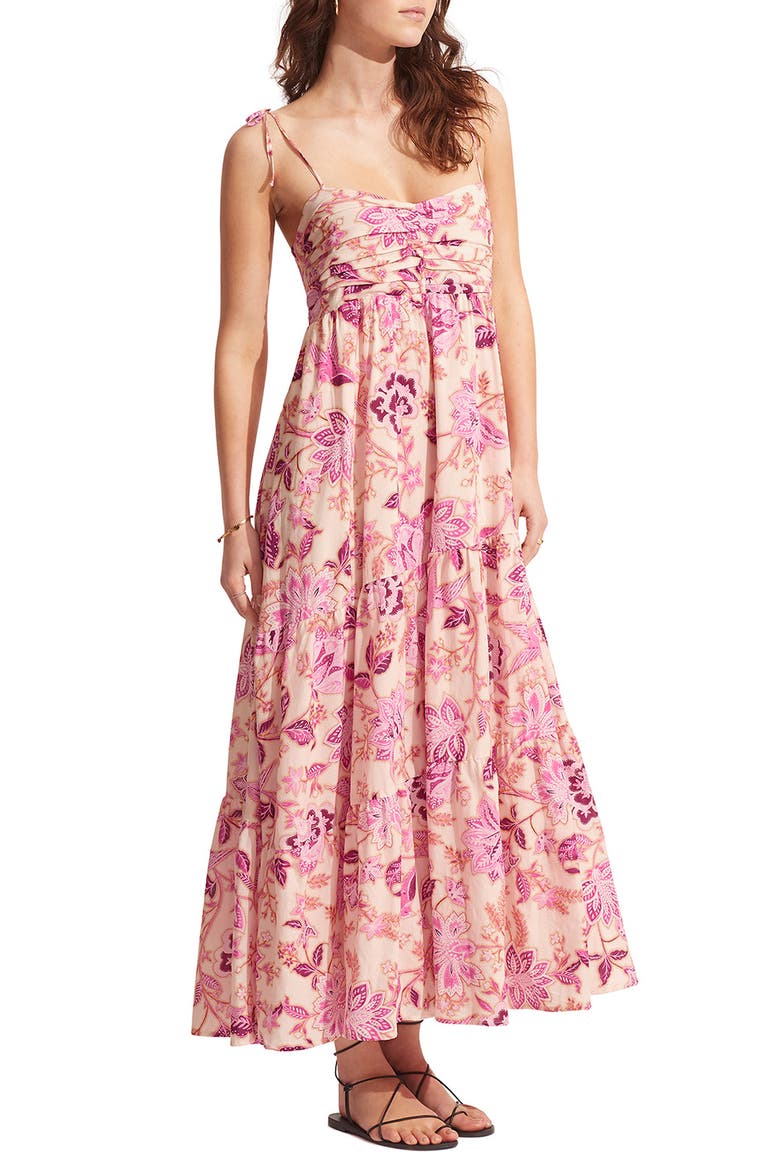 Silk Road Paisley Cotton Blend Midi Cover-Up Sundress, Alternate, color, PARFAIT PINK