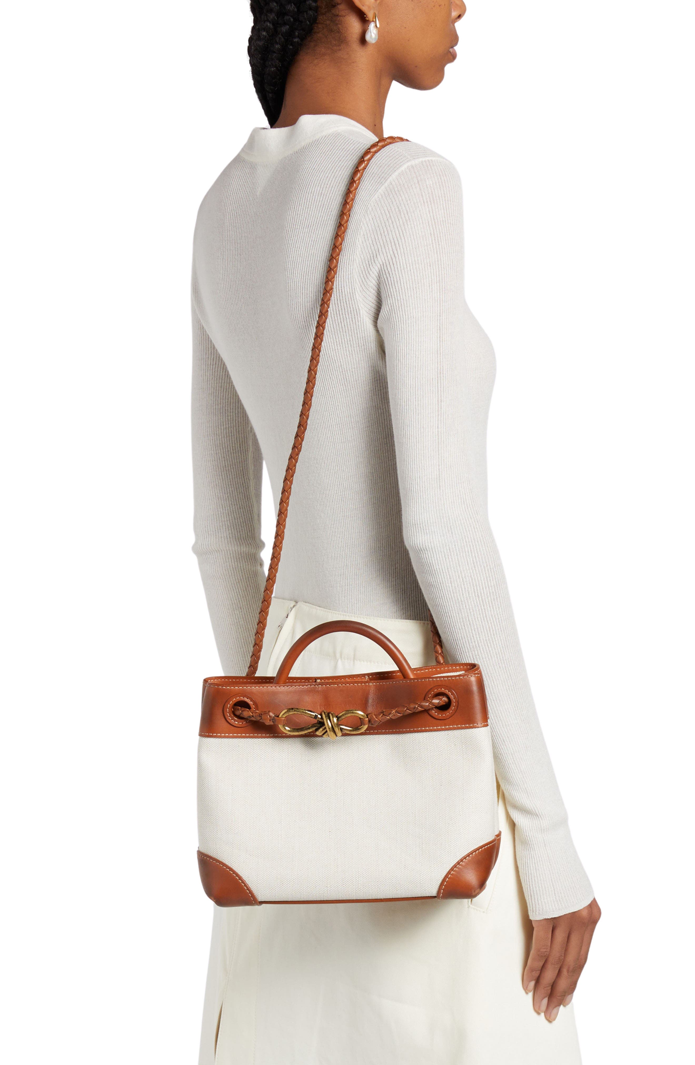 Bottega Veneta Small Andiamo Canvas Shoulder Bag, Alternate, color, Brown