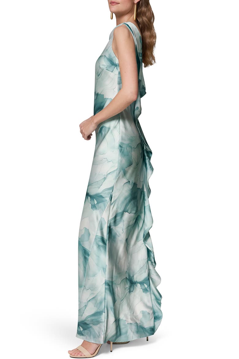 Floral Print Satin Gown, Alternate, color, WATRLILY M