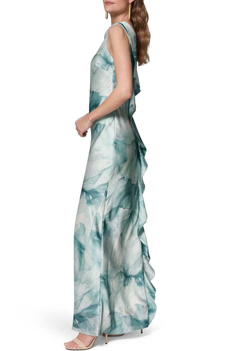 Donna Karan New York Floral Print Satin Gown, Alternate, color, Watrlily M
