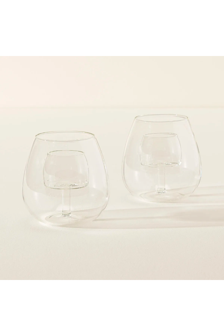 Stemless Fountain Aerating Wine Glasses Set of 2 by Chevalier Collection, Alternate, color, Clear