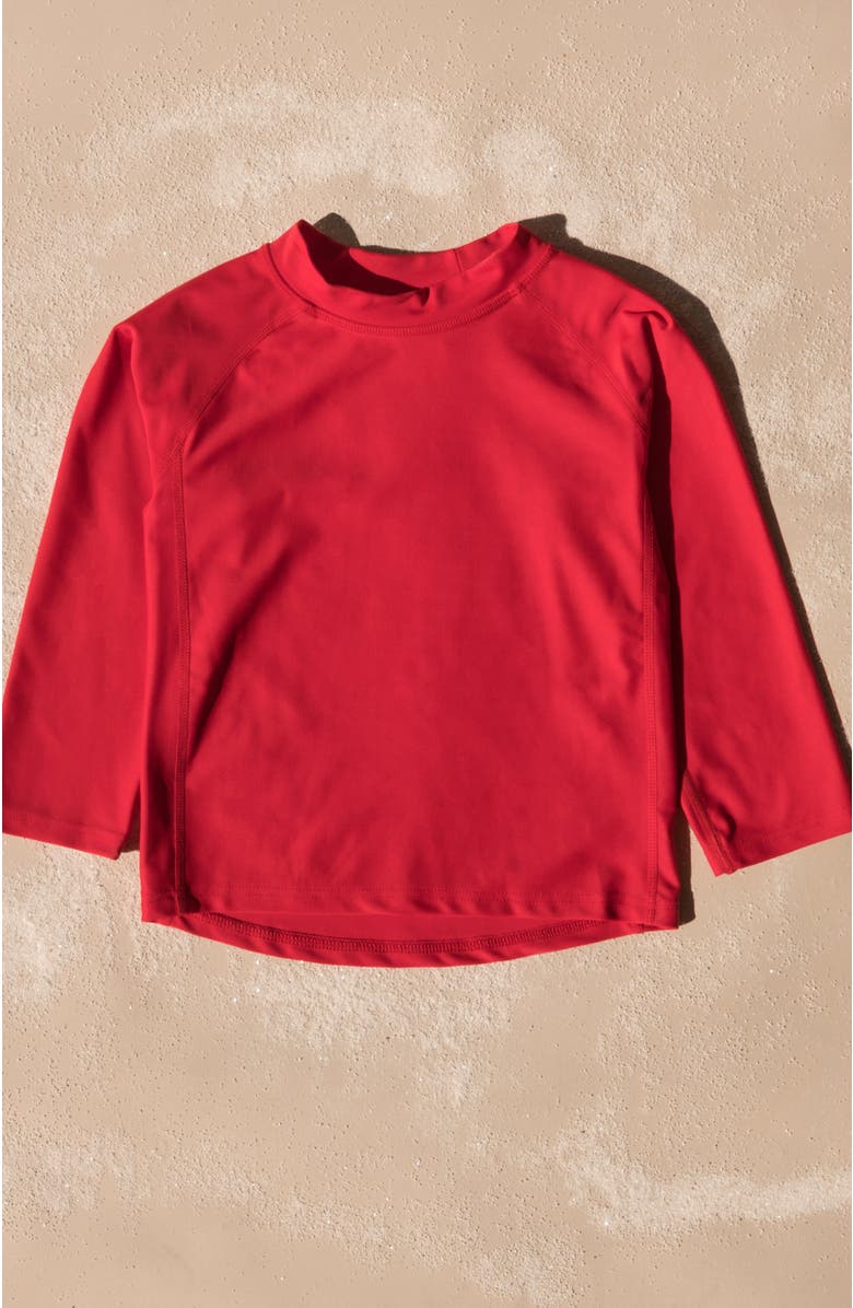 Leveret Kids Long Sleeve Rash Guard, UPF 50+ Swim Shirt, Alternate, color, Red