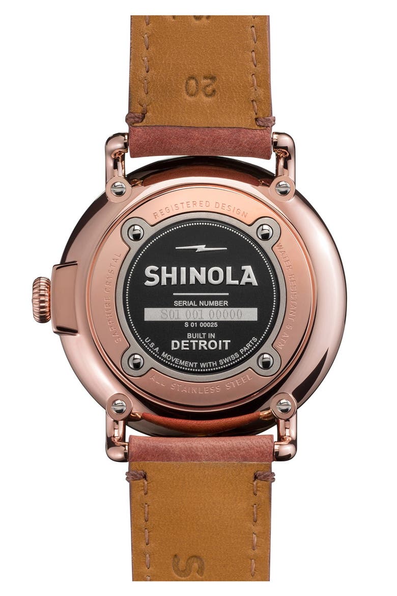 The Runwell Leather Strap Watch, 41mm, Alternate, color, ORCHID/ ROSE GOLD