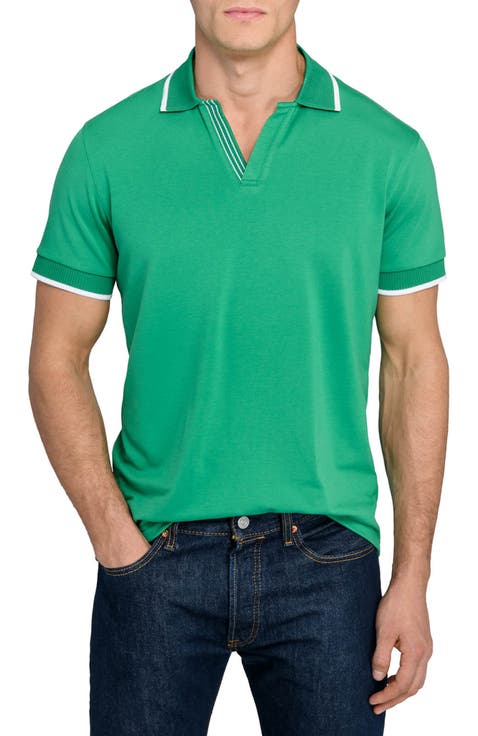 Slim Fit Solid Johnny Collar Short Sleeve Polo