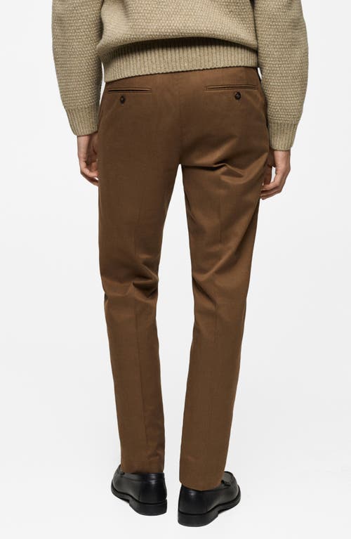 Mango Regular Fit Flat Front Twill Chinos In Brown