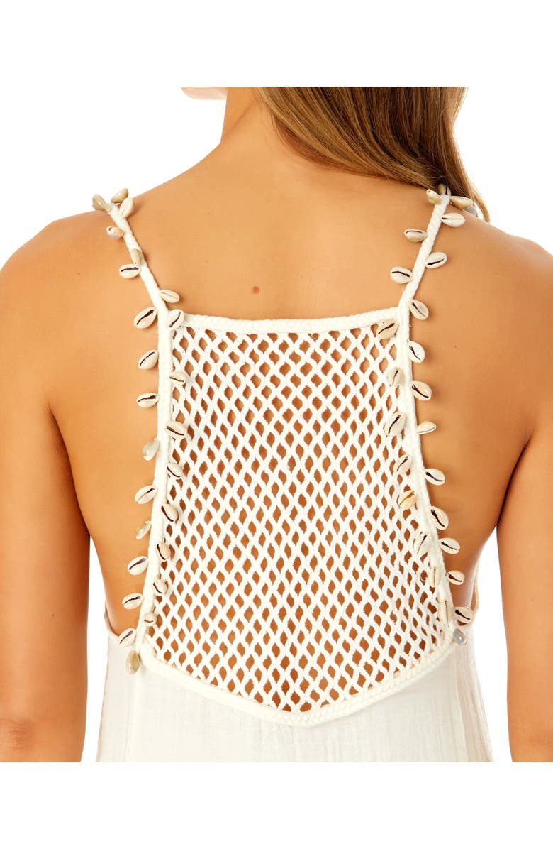 Anne Cole Women's V Neck Braided Shell Strap Cover Up, Alternate, color, Gardenia